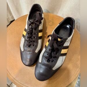 Louis Vuitton Brown Leather And Mesh Low Top Sneakers Size 37.5 EU